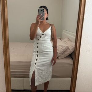 White Button-Down Midi Dress